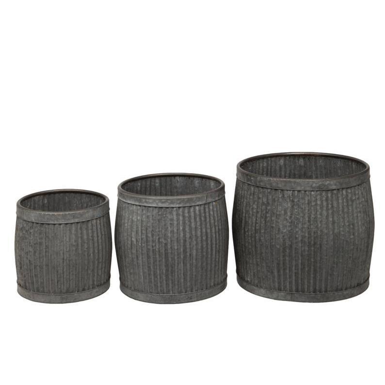 Round Metal Outdoor Dolly Tub Planters-Planters-Yester Home