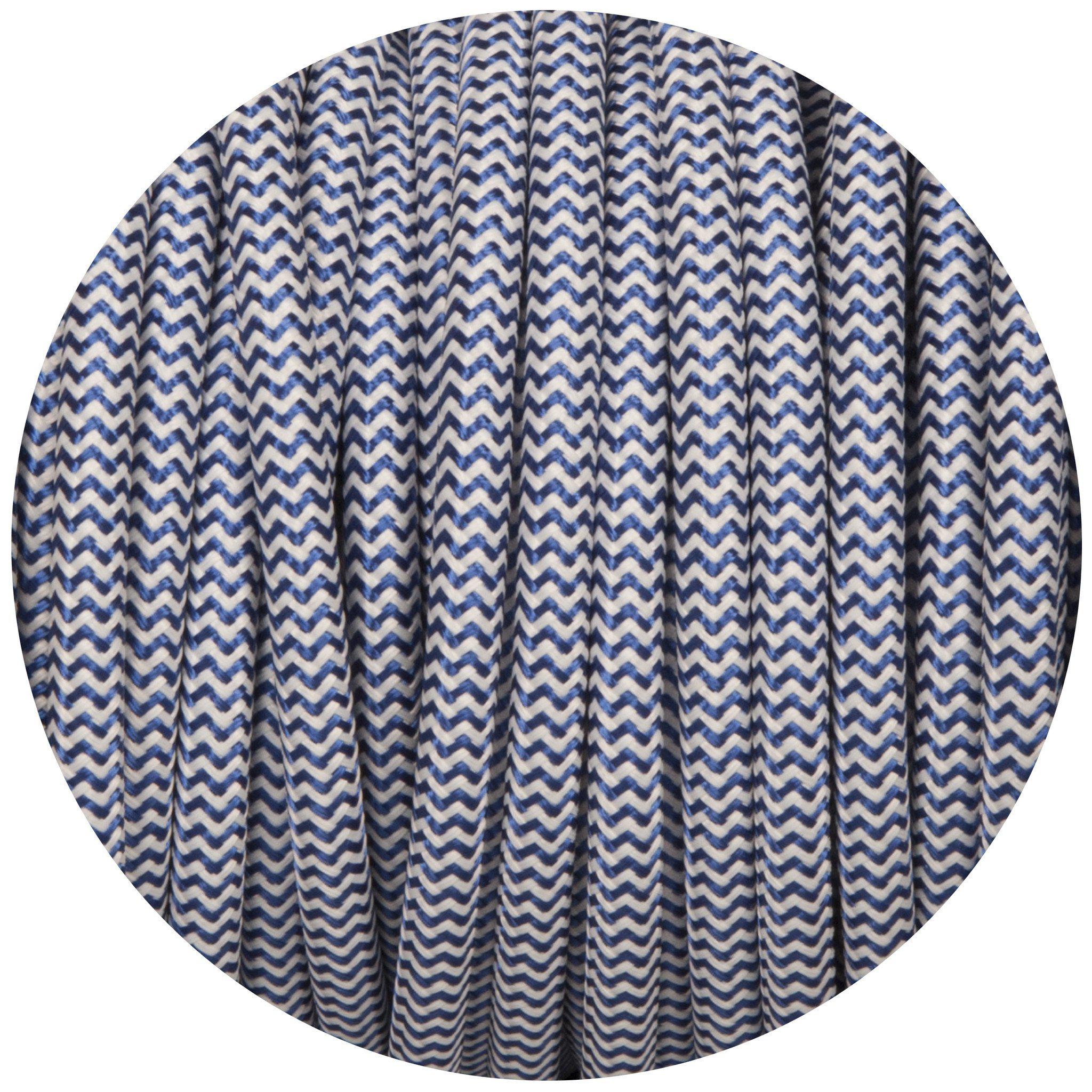 Royal Blue & White Round Fabric Braided Cable-Fabric Cable-Yester Home