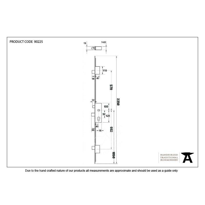 SS 45mm Backset linear 3 Point Door Lock | From The Anvil-Multi-Point Locks-Yester Home