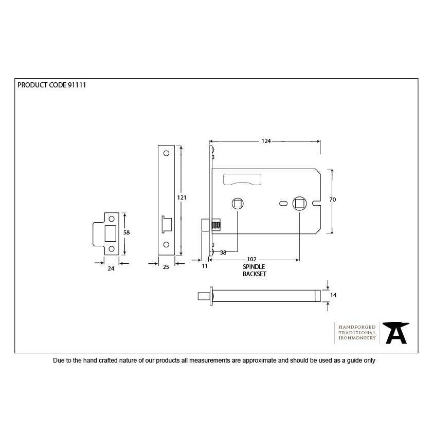 SS 5" Horizontal Bathroom Lock | From The Anvil-Bathroom Locks-Yester Home