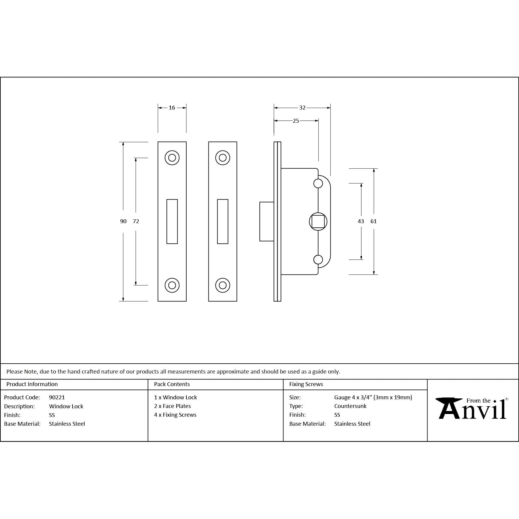 SS Window Lock | From The Anvil - Window Locks - From The Anvil - Yester Home