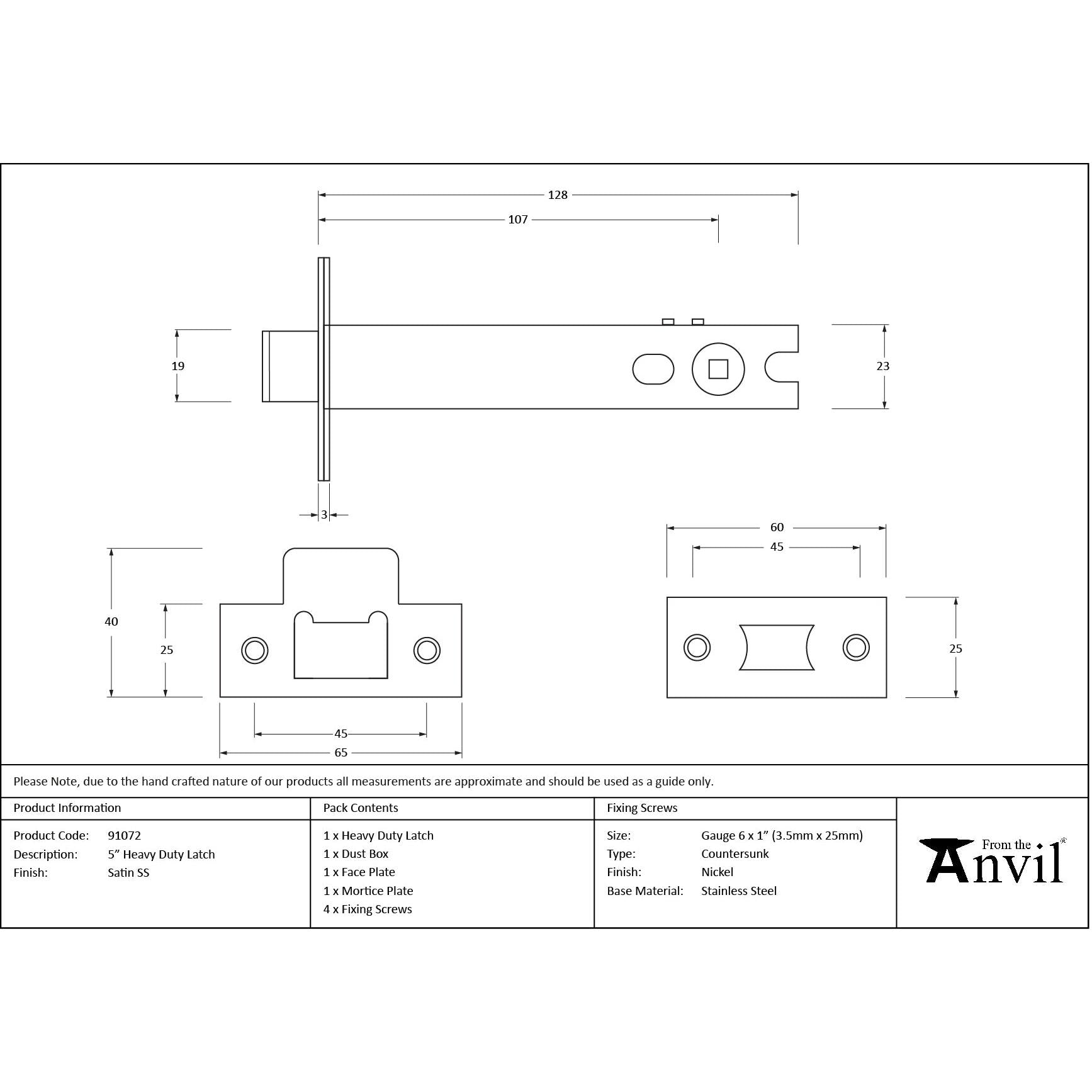 SSS 5" Heavy Duty Latch | From The Anvil - Latches - From The Anvil - Yester Home