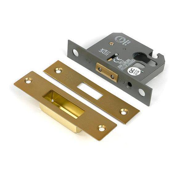 Satin Brass 2½" Euro Profile Dead Lock - Deadlocks & Deadbolts - From The Anvil - Yester Home