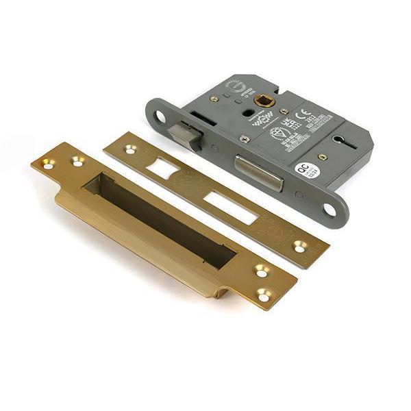 Satin Brass 3" 5 Lever BS Sash Lock - Sash Locks - From The Anvil - Yester Home