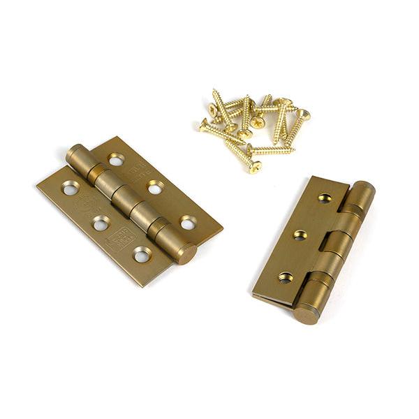 Satin Brass 3" Ball Bearing Butt Hinge (Pair) ss - Butt Hinges - From The Anvil - Yester Home