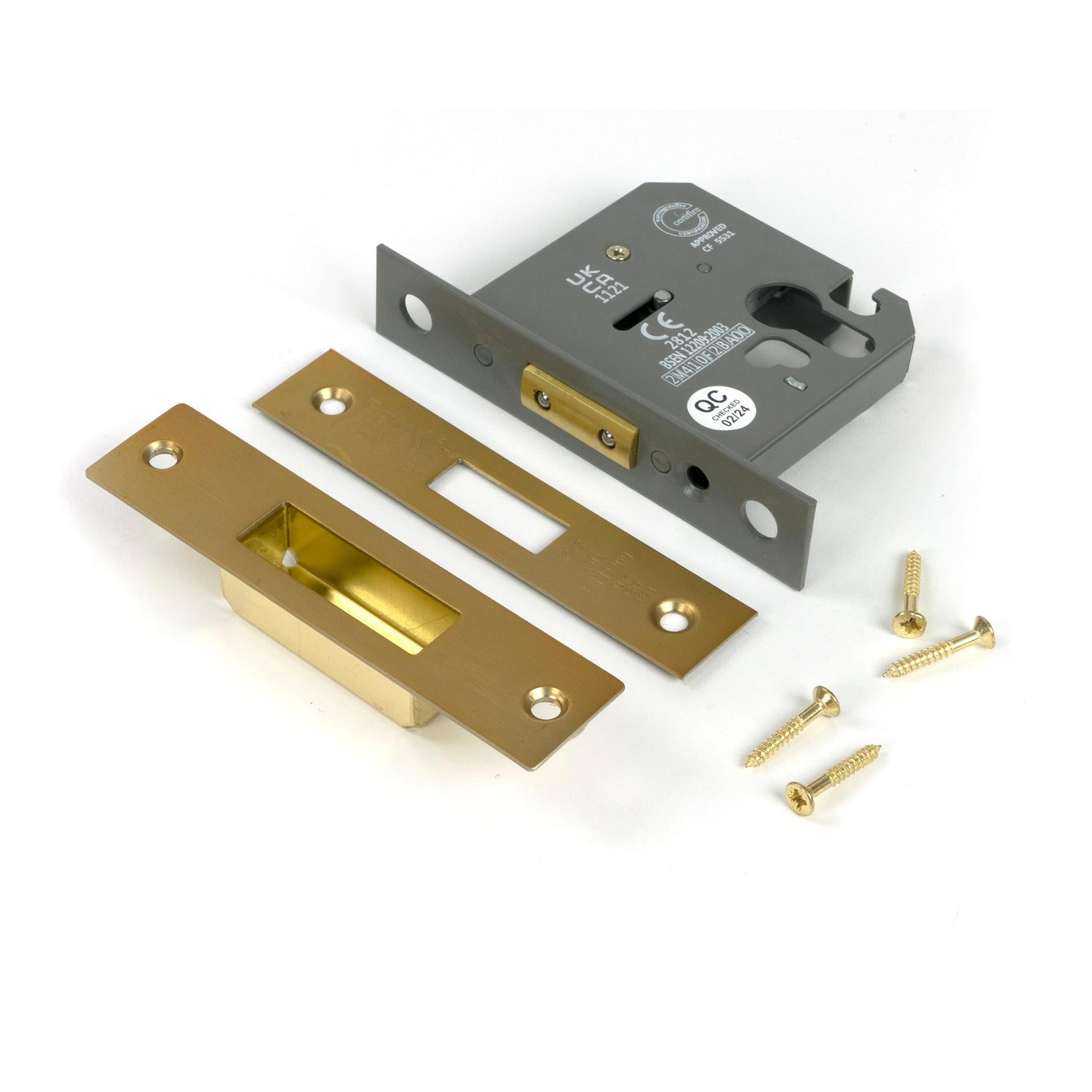 Satin Brass 3" Euro Profile Dead Lock - Deadlocks & Deadbolts - From The Anvil - Yester Home