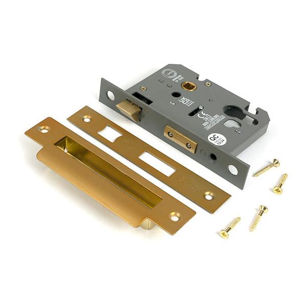 Satin Brass 3" Euro Profile Sash Lock - Euro Locks - From The Anvil - Yester Home