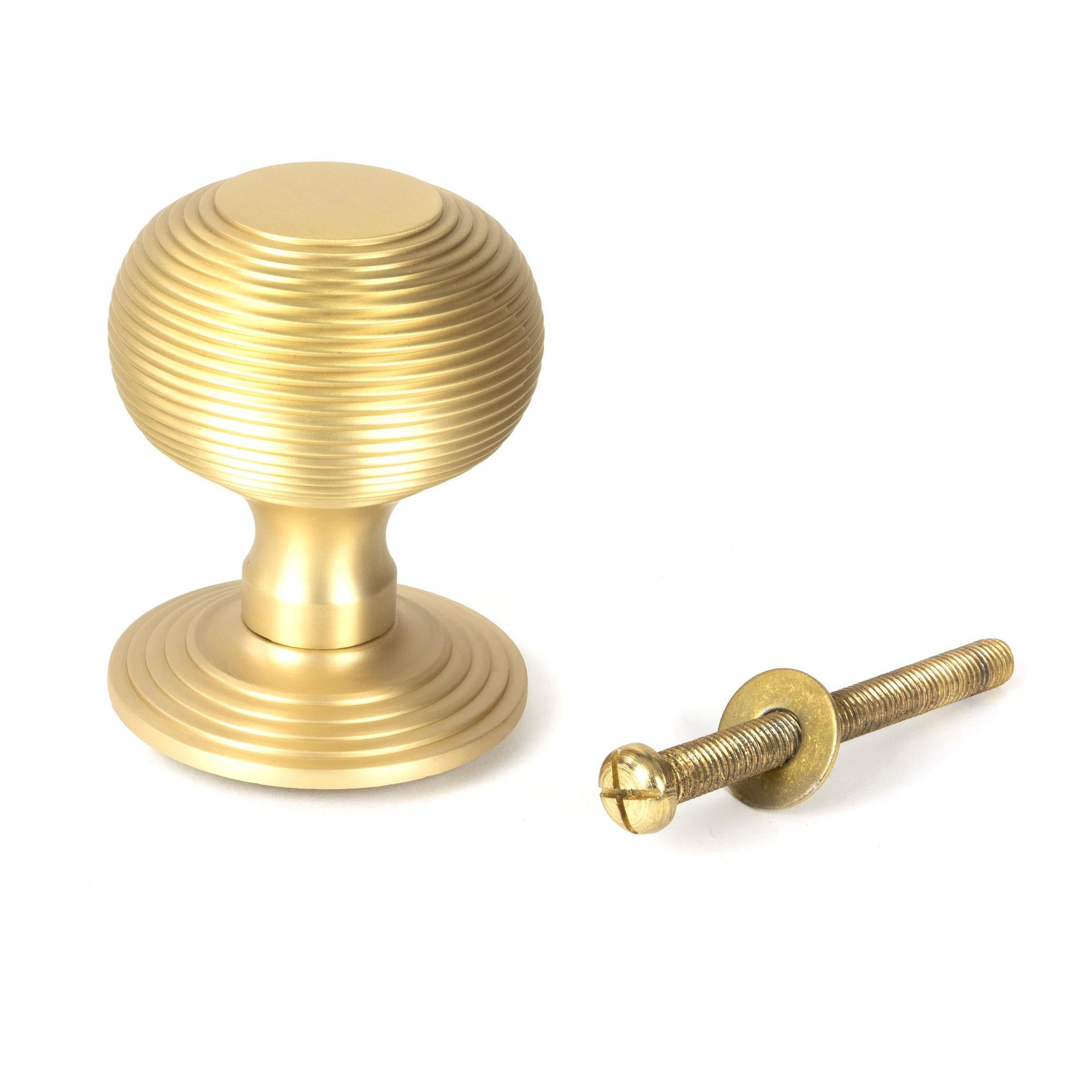 Satin Brass Beehive Centre Door Knob | From The Anvil - Centre Door Knobs - From The Anvil - Yester Home