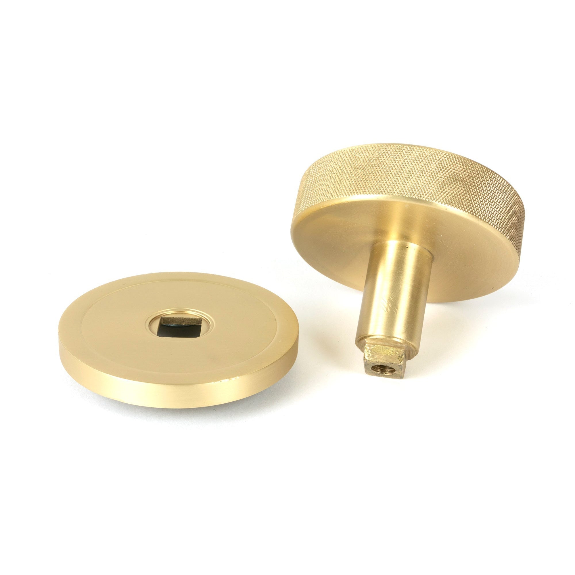 Satin Brass Brompton Centre Door Knob (Plain) | From The Anvil-Centre Door Knobs-Yester Home