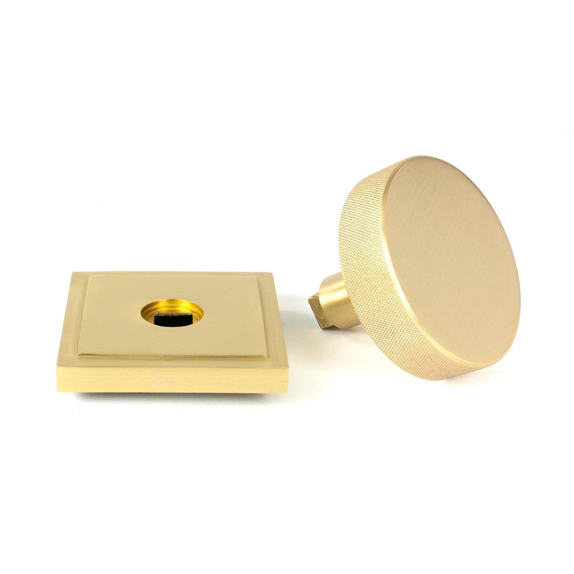 Satin Brass Brompton Centre Door Knob (Square) | From The Anvil-Centre Door Knobs-Yester Home