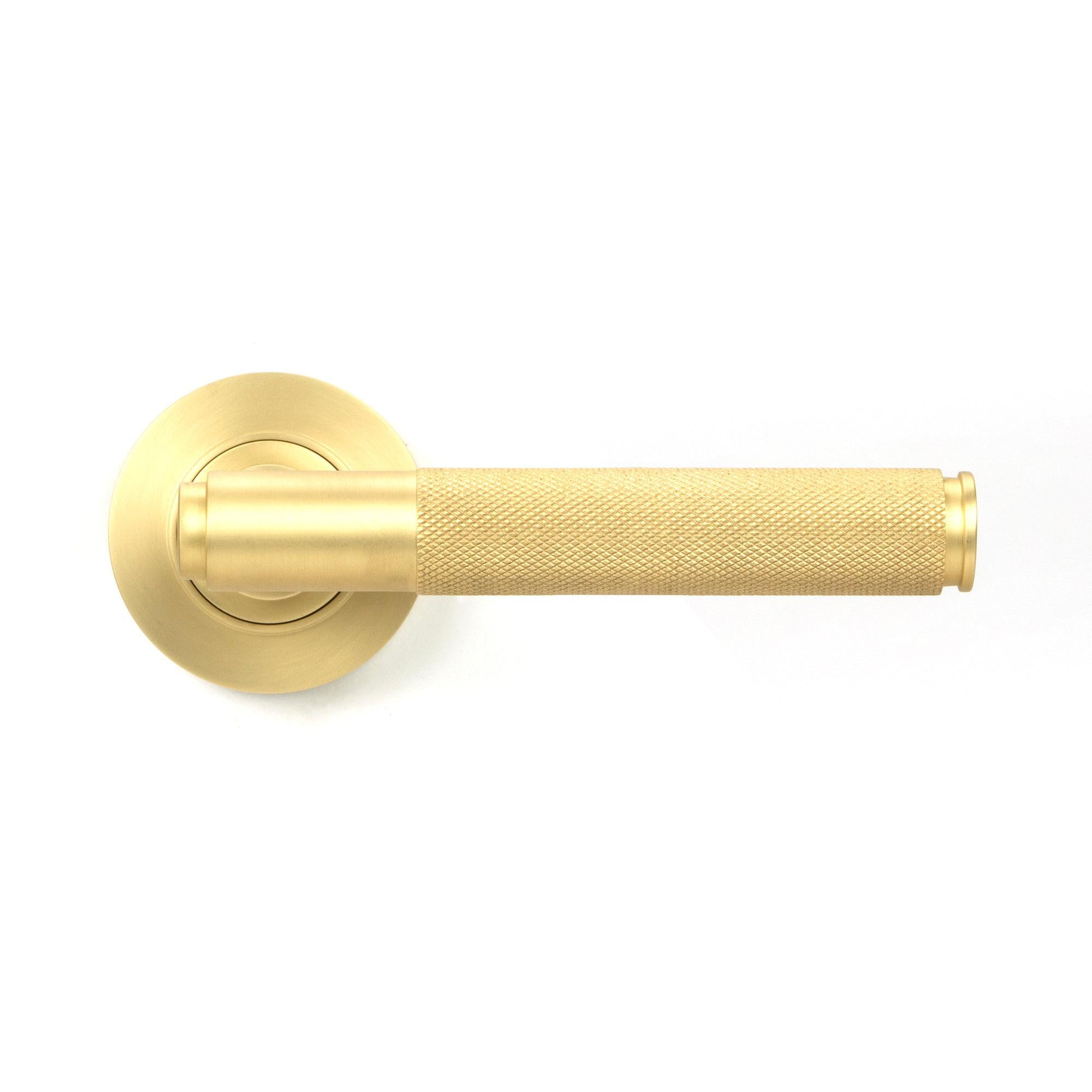 Satin Brass Brompton Lever on Rose Set (Plain) | From The Anvil - Concealed - From The Anvil - Yester Home