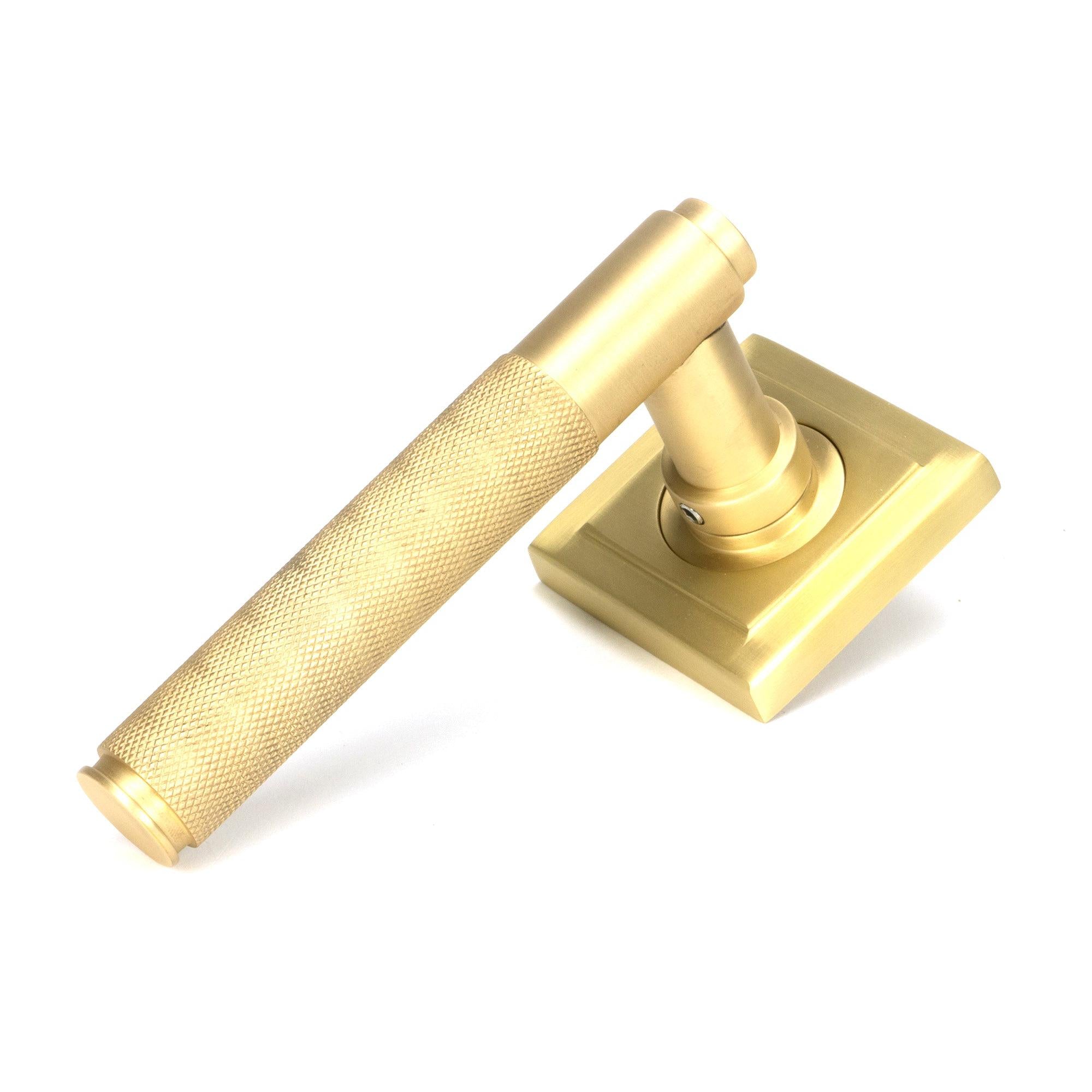 Satin Brass Brompton Lever on Rose Set (Square) | From The Anvil - Concealed - From The Anvil - Yester Home