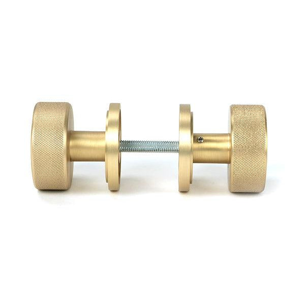 Satin Brass Brompton Mortice/Rim Knob Set (Art Deco) | From The Anvil-Mortice Knobs-Yester Home