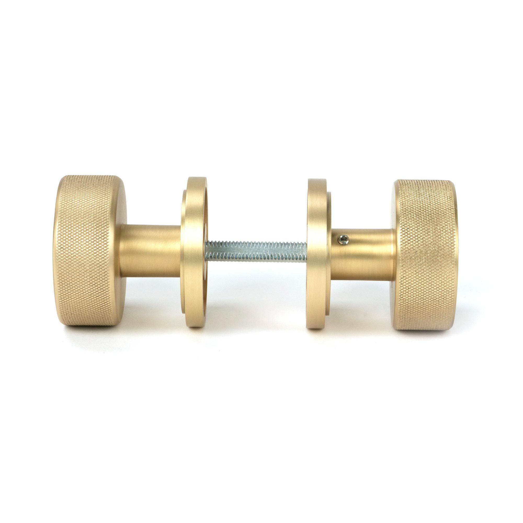 Satin Brass Brompton Mortice/Rim Knob Set (Art Deco) | From The Anvil - Mortice Knobs - From The Anvil - Yester Home