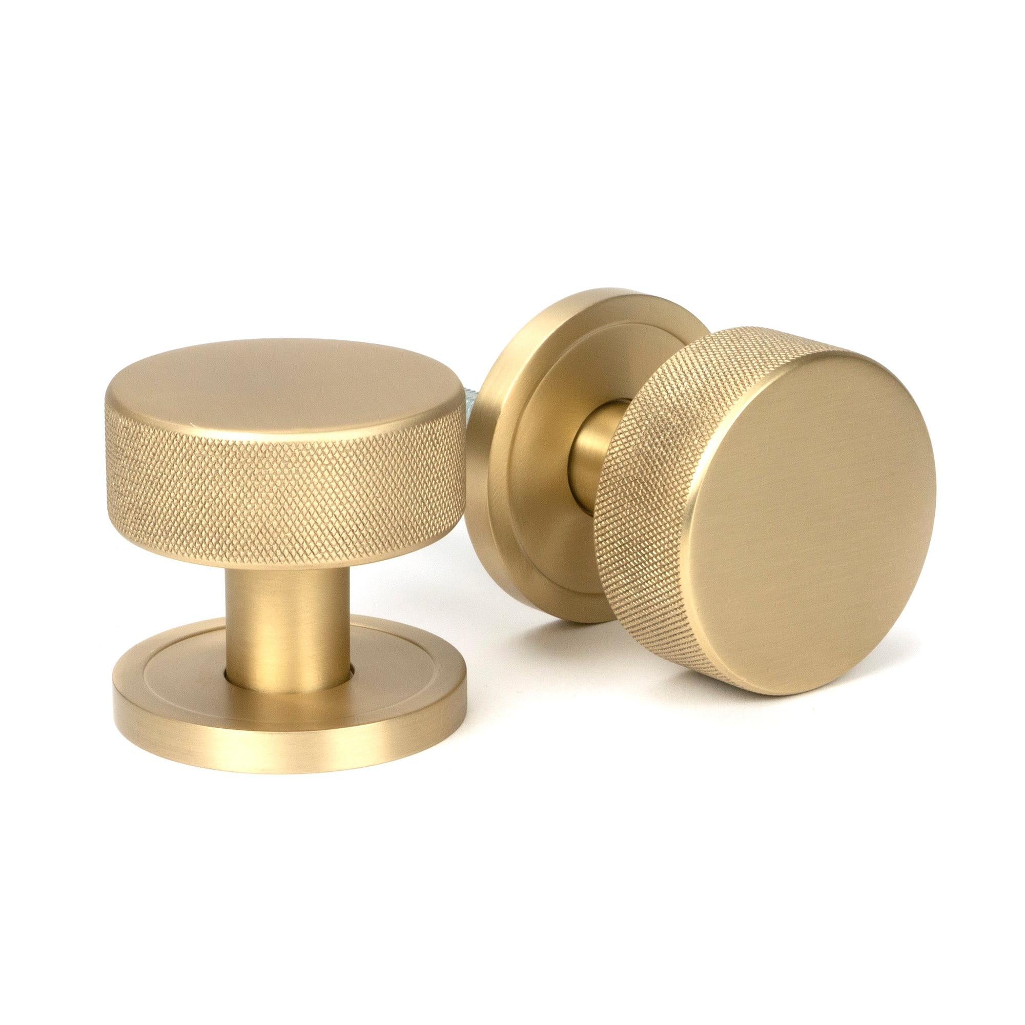 Satin Brass Brompton Mortice/Rim Knob Set (Plain) | From The Anvil - Mortice Knobs - From The Anvil - Yester Home