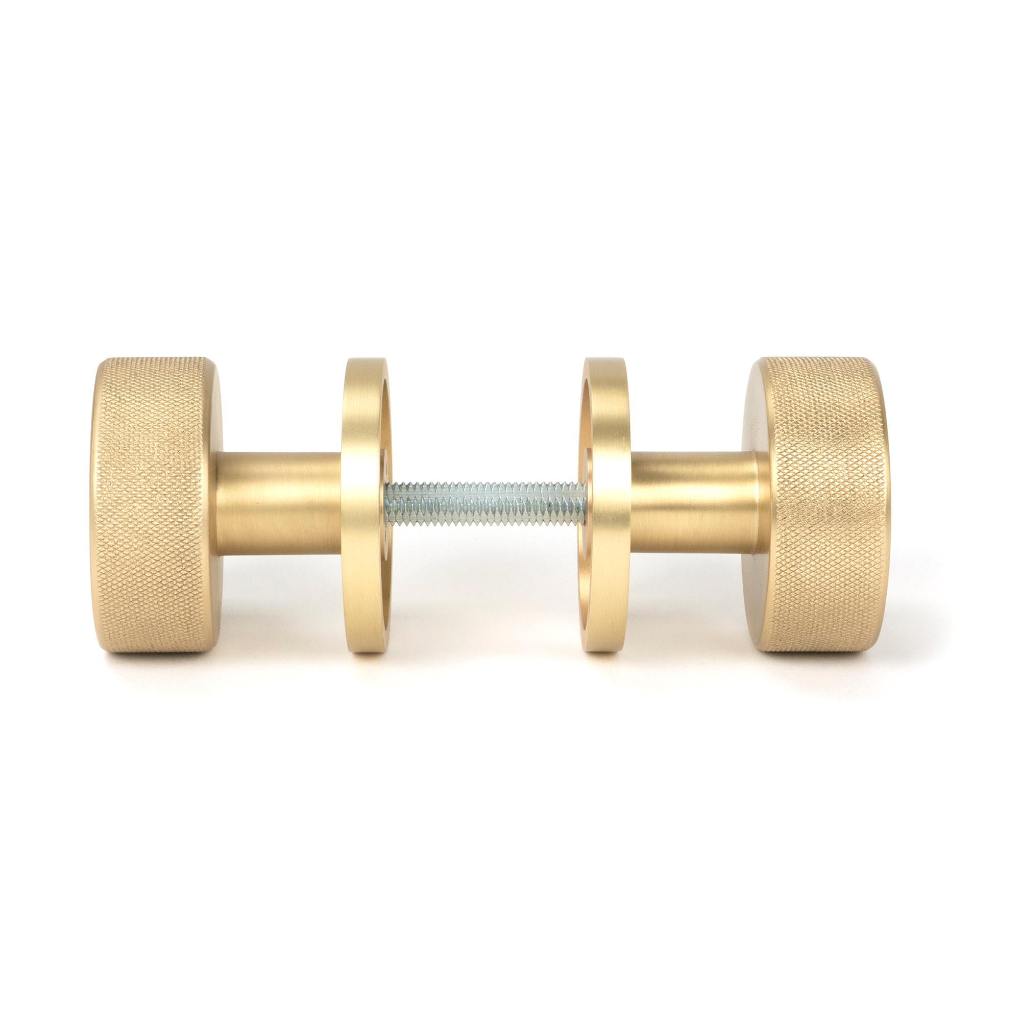 Satin Brass Brompton Mortice/Rim Knob Set (Plain) | From The Anvil - Mortice Knobs - From The Anvil - Yester Home