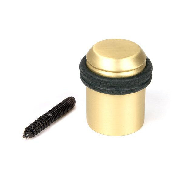 Satin Brass Floor Mounted Door Stop | From The Anvil-Door Stops-Yester Home