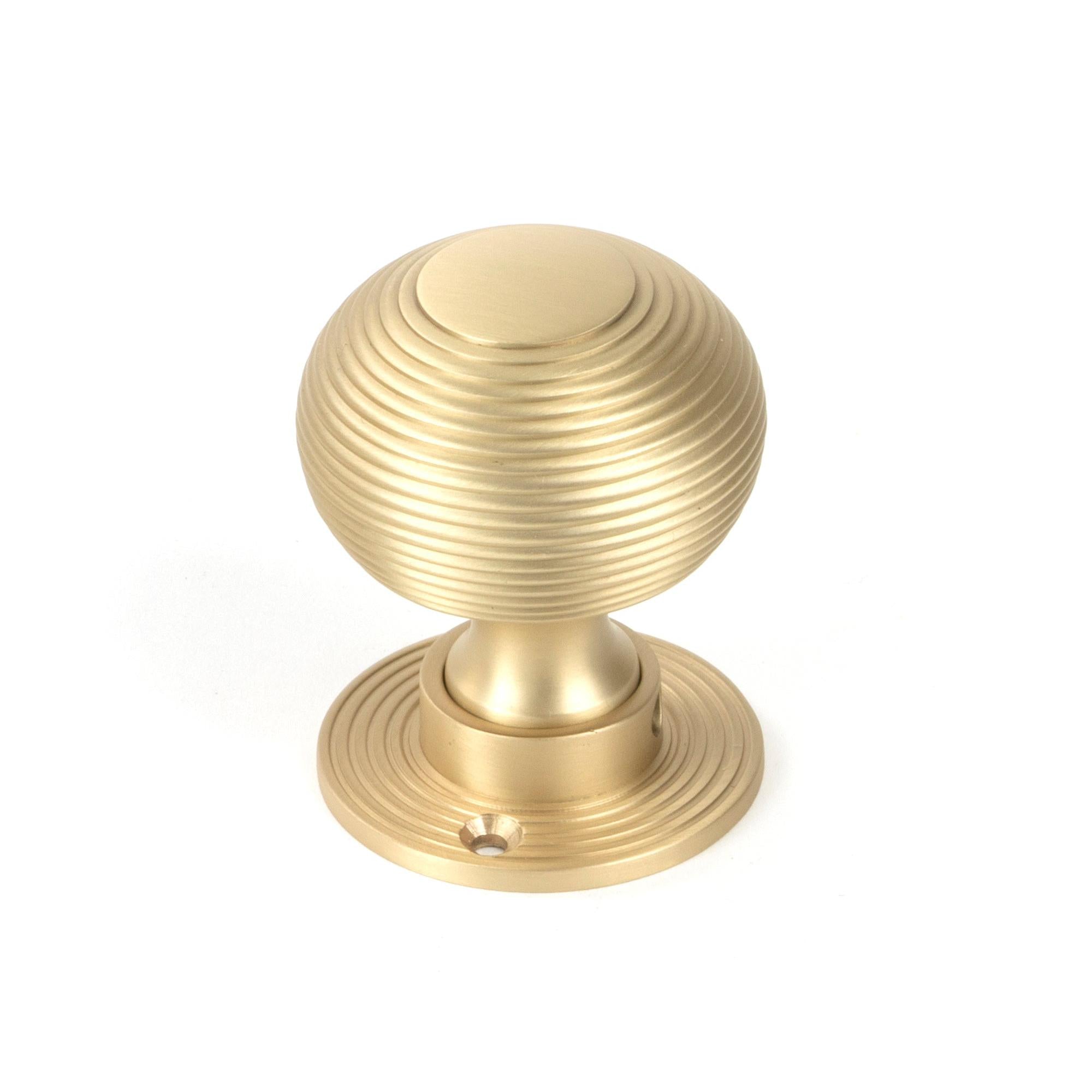 Satin Brass Heavy Beehive Mortice/Rim Knob Set | From The Anvil - Mortice Knobs - From The Anvil - Yester Home