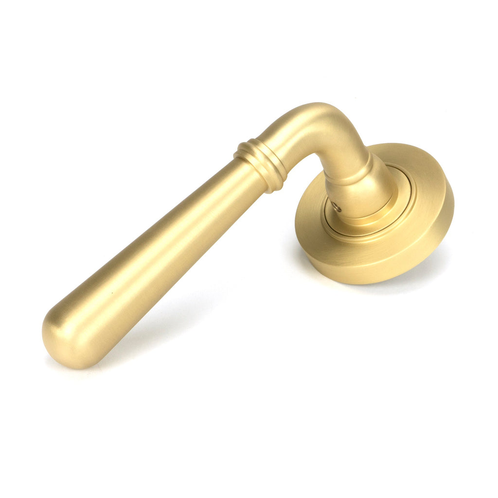 Satin Brass Newbury Lever on Rose Set (Plain) - Unsprung | From The Anvil-Concealed-Yester Home