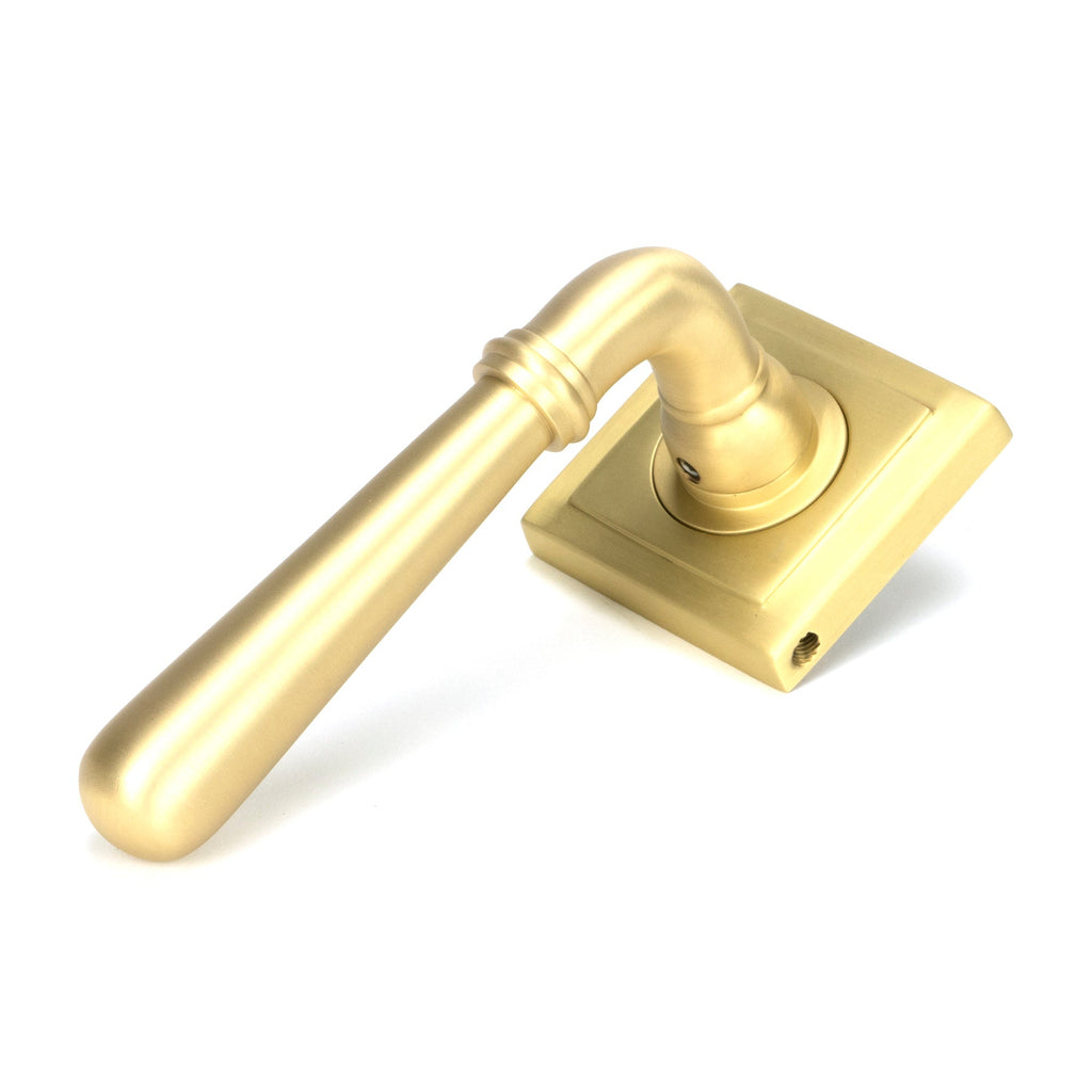 Satin Brass Newbury Lever on Rose Set (Square) | From The Anvil-Concealed-Yester Home