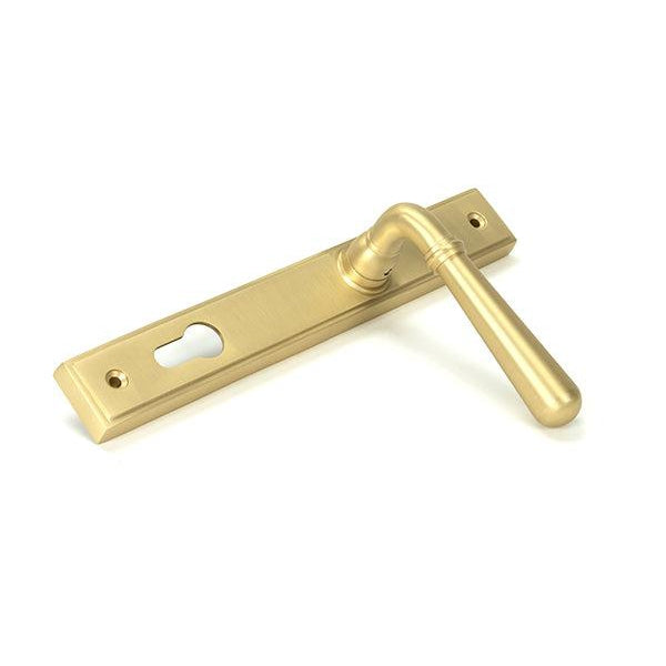 Satin Brass Newbury Slimline Lever Espag. Lock Set | From The Anvil-Espagnolette-Yester Home