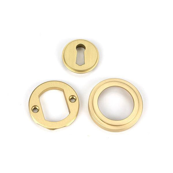 Satin Brass Round Escutcheon (Art Deco) | From The Anvil-Escutcheons-Yester Home