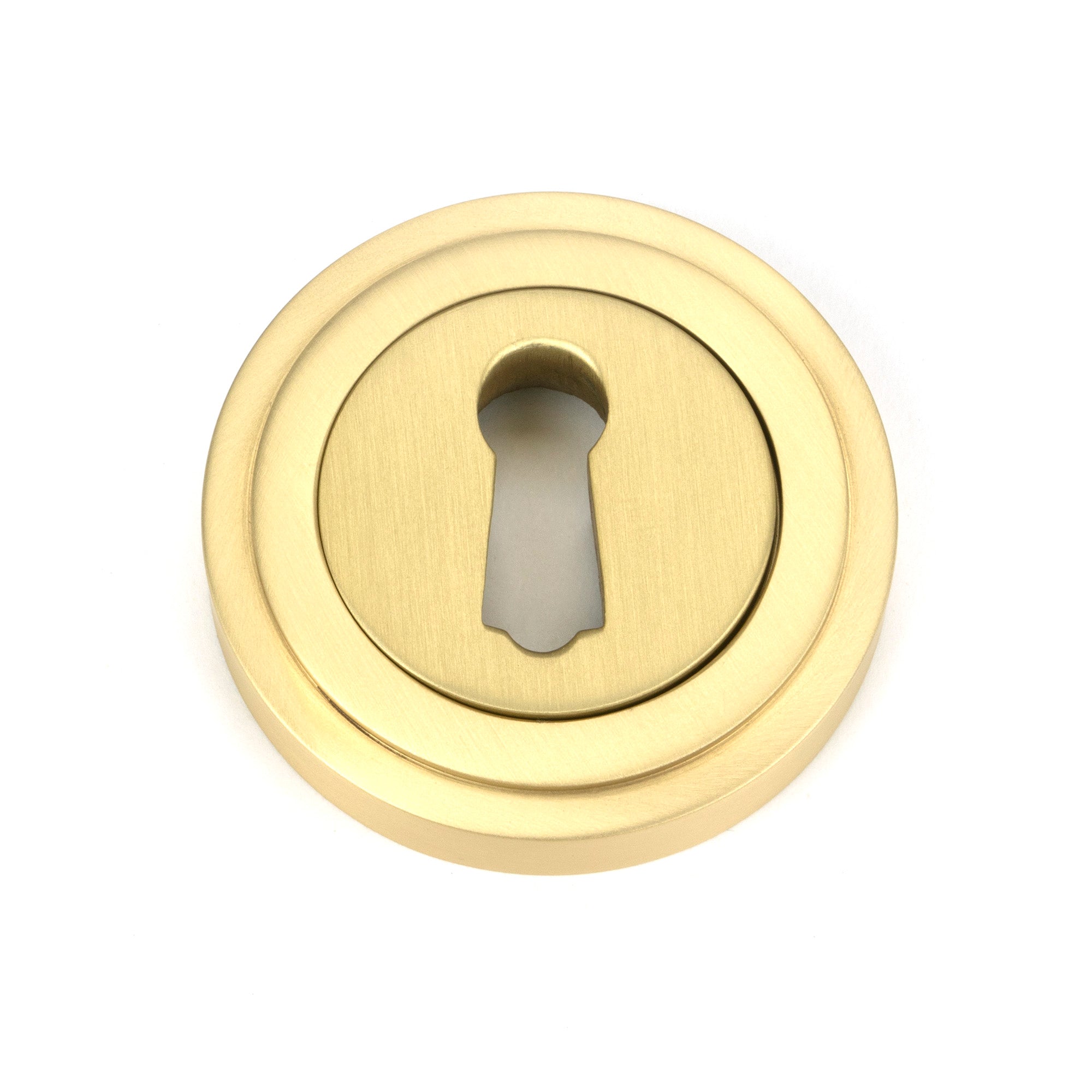Satin Brass Round Escutcheon (Art Deco) | From The Anvil - Escutcheons - From The Anvil - Yester Home