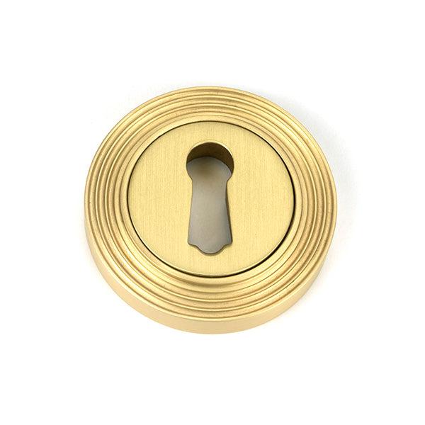 Satin Brass Round Escutcheon (Beehive) | From The Anvil-Escutcheons-Yester Home
