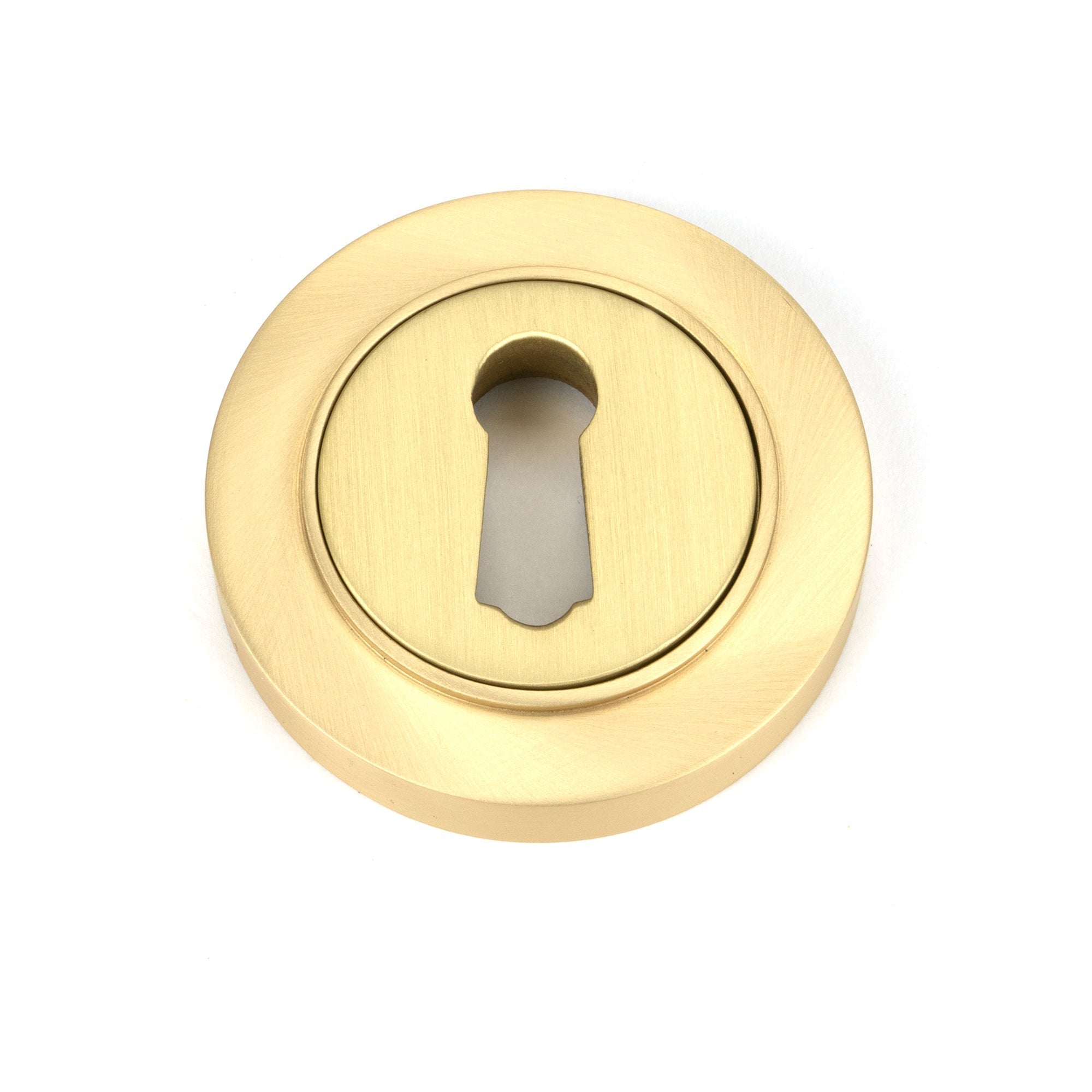 Satin Brass Round Escutcheon (Plain) | From The Anvil-Escutcheons-Yester Home