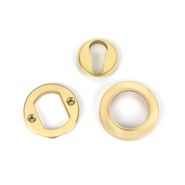 Satin Brass Round Euro Escutcheon (Plain) | From The Anvil-Euro Escutcheons-Yester Home