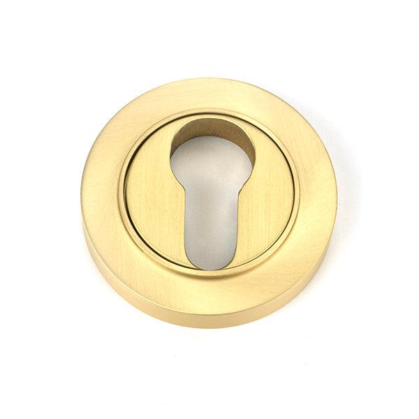 Satin Brass Round Euro Escutcheon (Plain) | From The Anvil-Euro Escutcheons-Yester Home