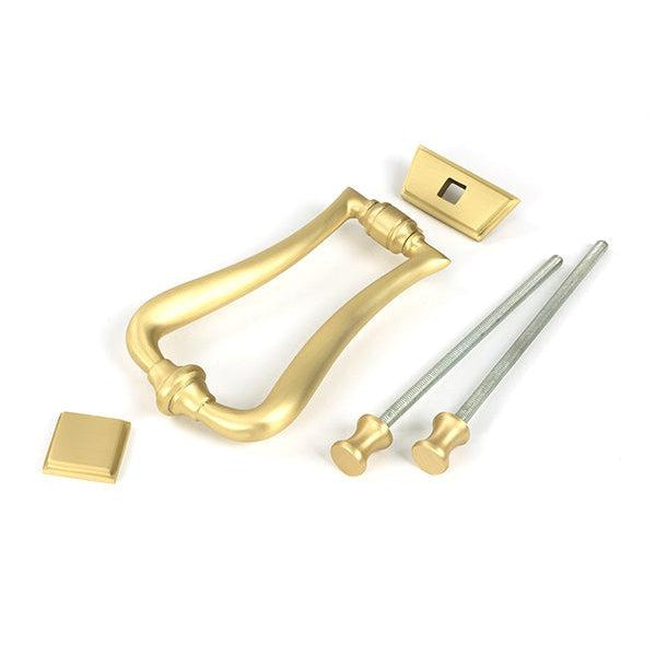 Satin Brass Slimline Art Deco Door Knocker | From The Anvil-Bolt-Through Door Knockers-Yester Home