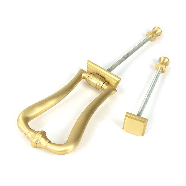 Satin Brass Slimline Art Deco Door Knocker | From The Anvil-Bolt-Through Door Knockers-Yester Home
