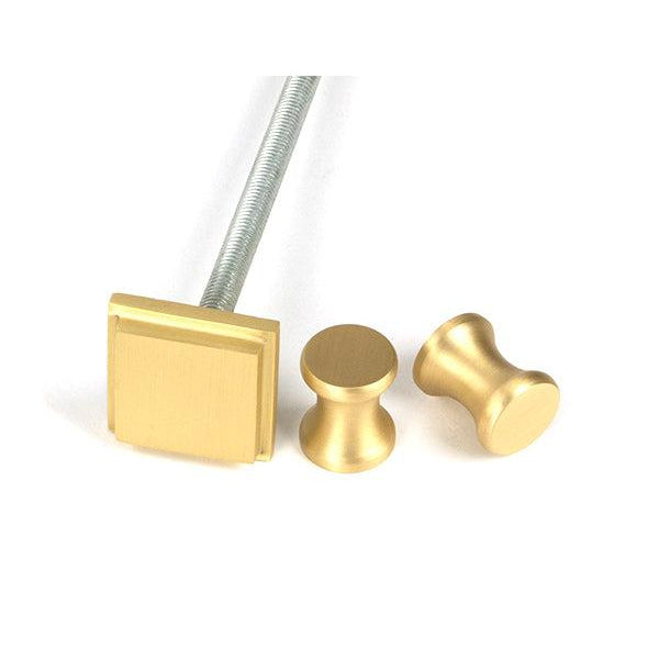 Satin Brass Slimline Art Deco Door Knocker | From The Anvil-Bolt-Through Door Knockers-Yester Home