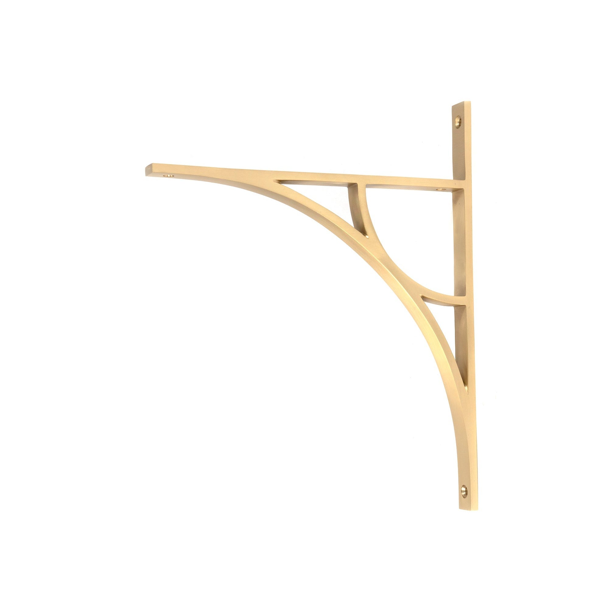 Satin Brass Tyne Shelf Bracket (314mm x 250mm) | From The Anvil-Shelf Brackets-Yester Home