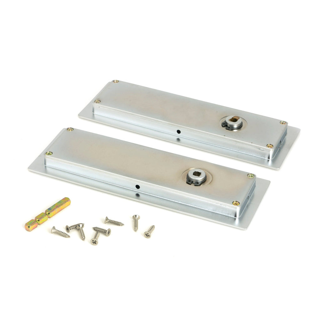 Satin Chrome 175mm Art Deco Rectangular Pull - Privacy Set | From The Anvil-Cabinet Pulls-Yester Home