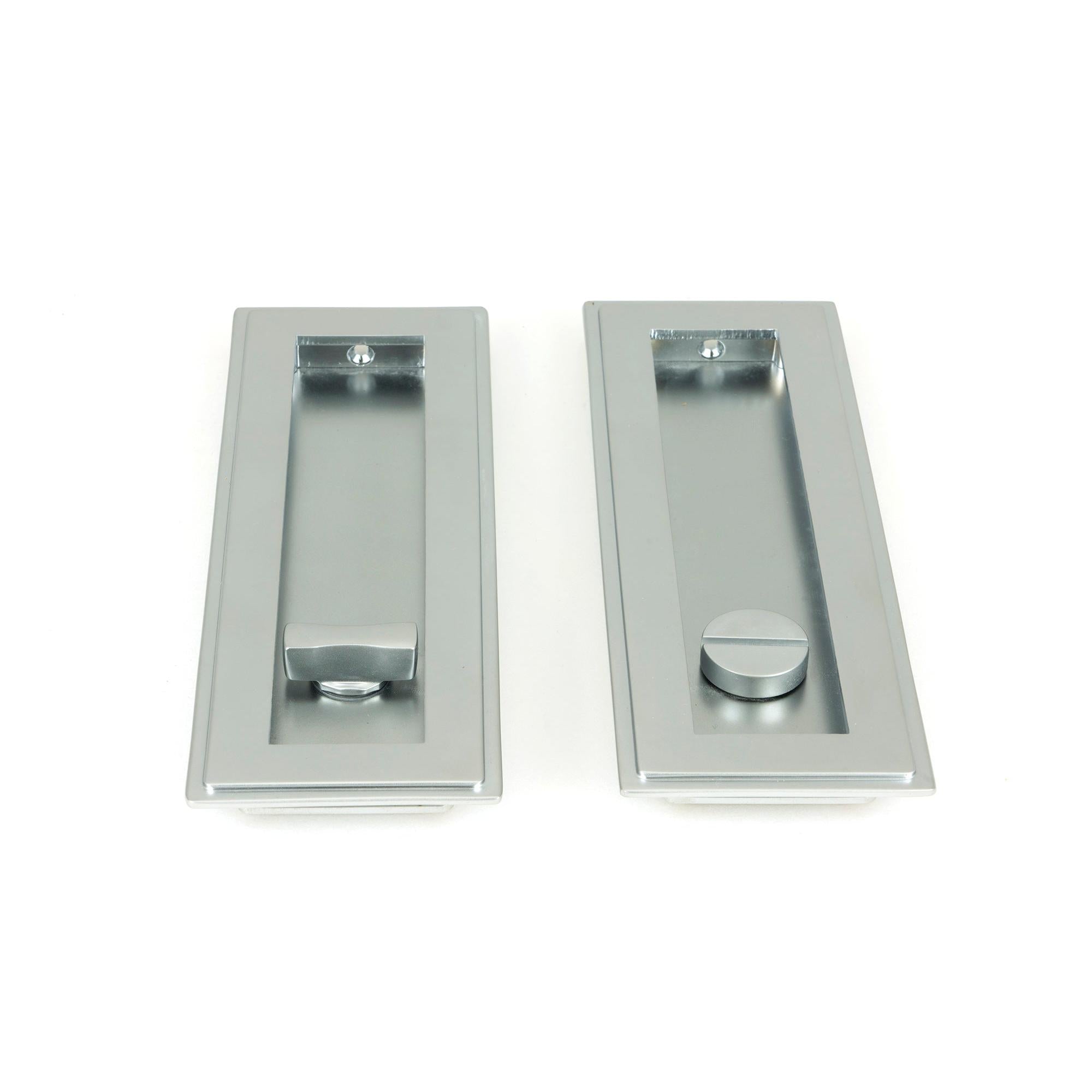 Satin Chrome 175mm Art Deco Rectangular Pull - Privacy Set | From The Anvil - Cabinet Pulls - From The Anvil - Yester Home