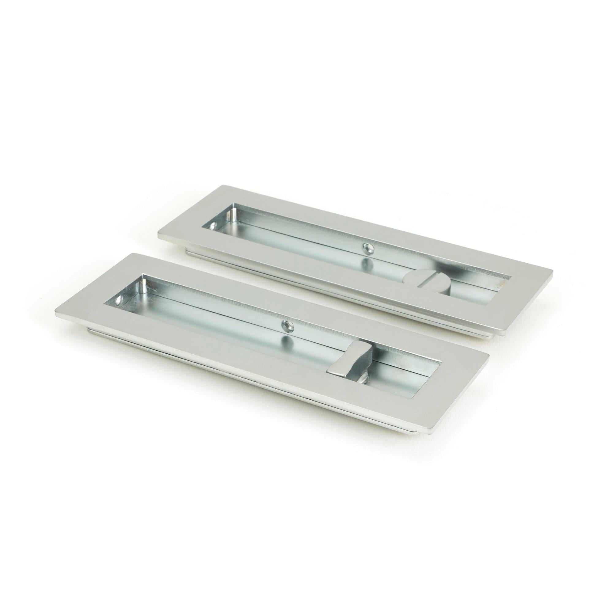 Satin Chrome 175mm Plain Rectangular Pull - Privacy Set | From The Anvil - Cabinet Pulls - From The Anvil - Yester Home