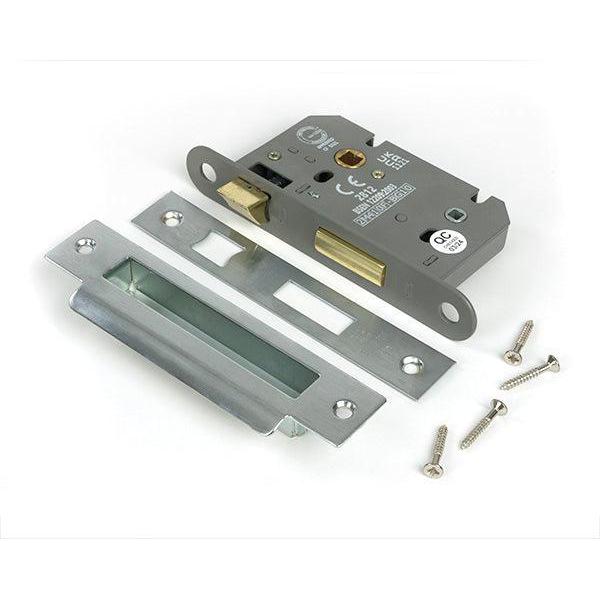 Satin Chrome 2½" Heavy Duty Bathroom Mortice Lock - Bathroom Locks - From The Anvil - Yester Home