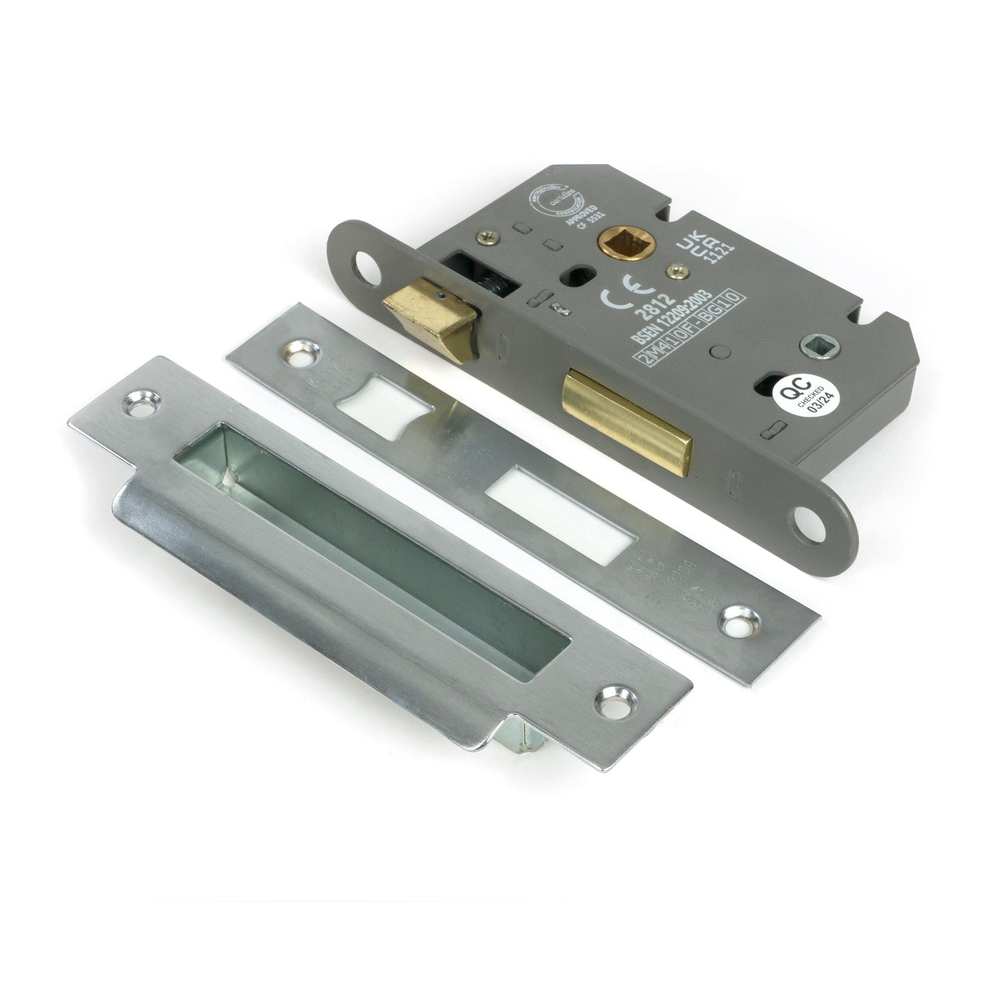 Satin Chrome 2½" Heavy Duty Bathroom Mortice Lock - Bathroom Locks - From The Anvil - Yester Home