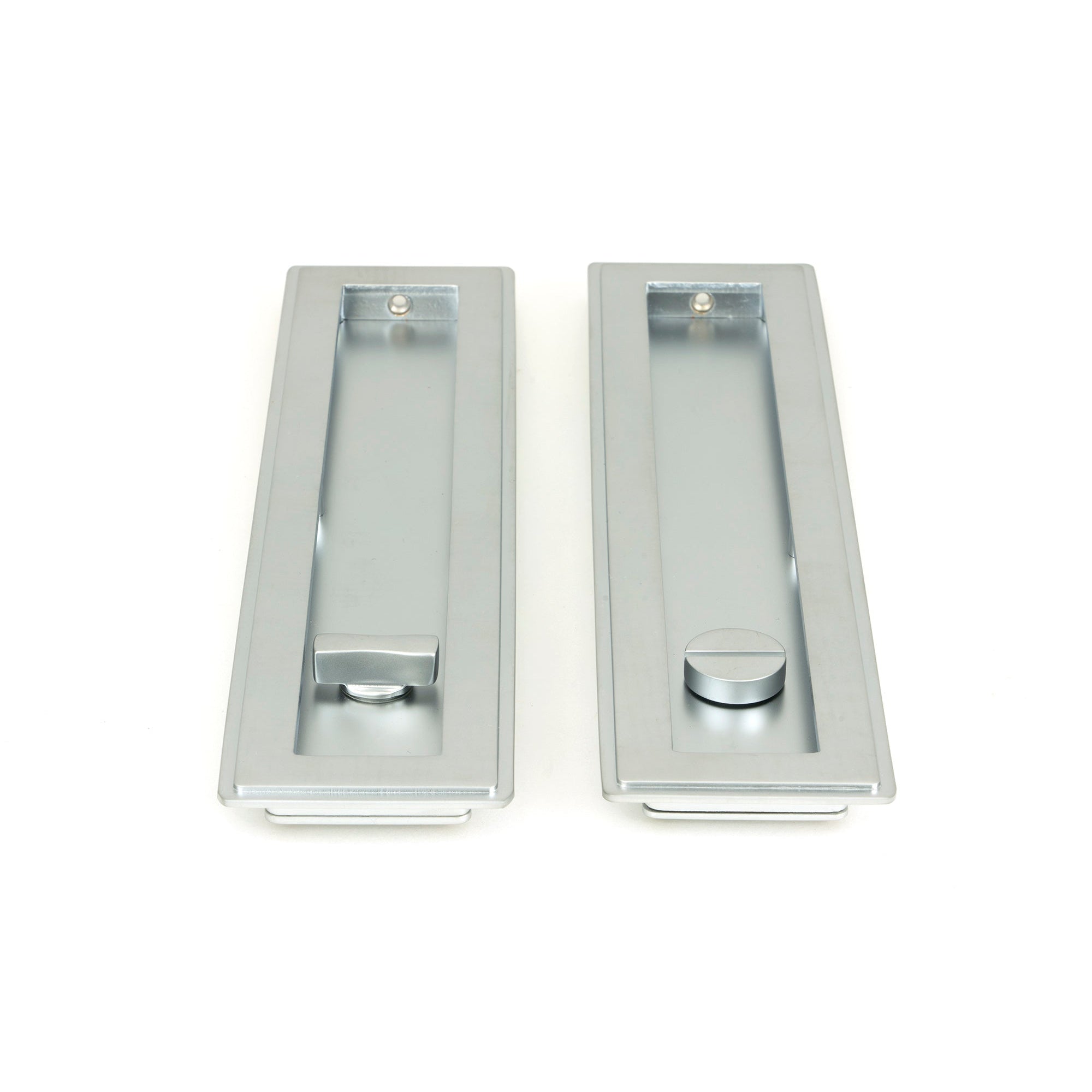 Satin Chrome 250mm Art Deco Rectangular Pull - Privacy Set | From The Anvil-Cabinet Pulls-Yester Home