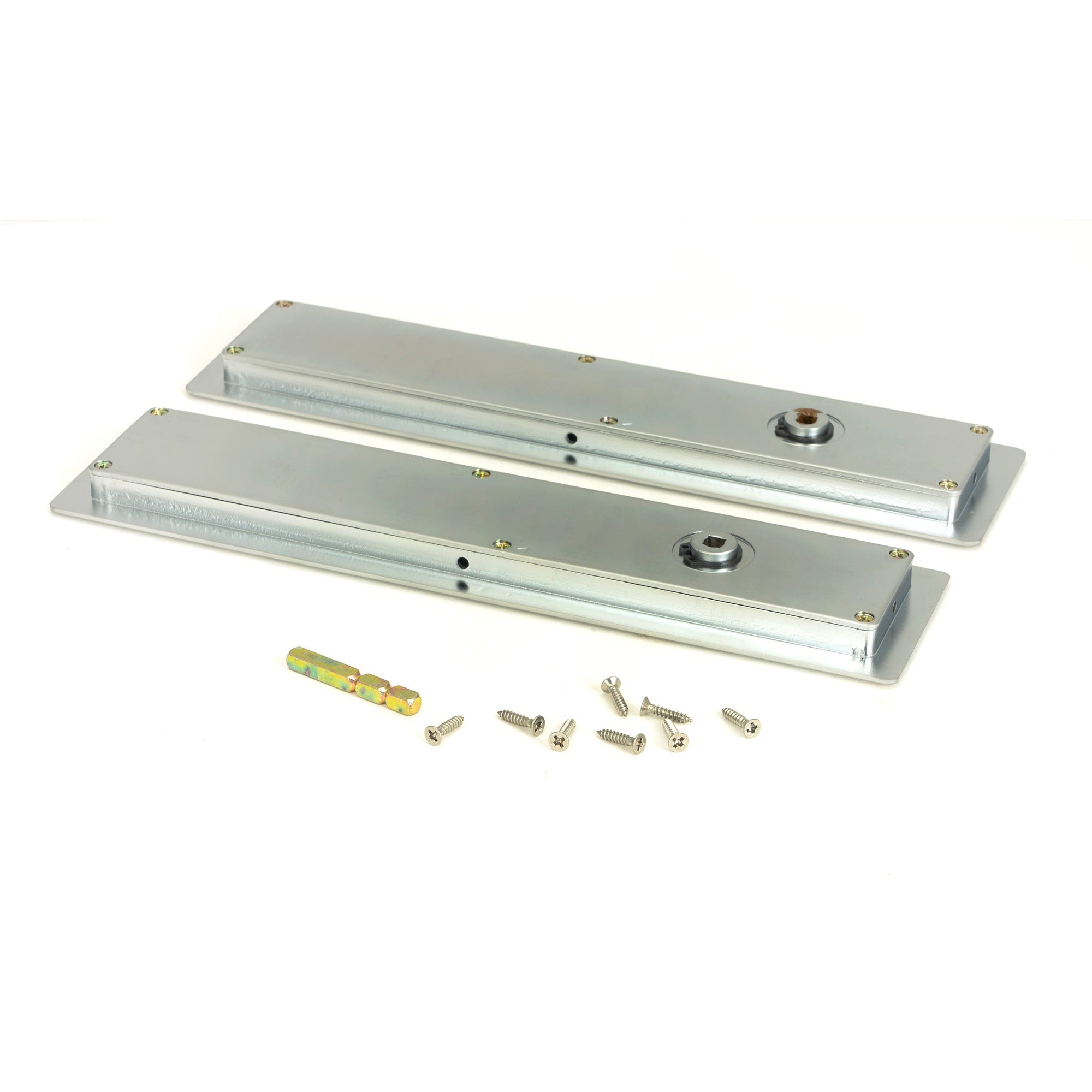 Satin Chrome 250mm Art Deco Rectangular Pull - Privacy Set | From The Anvil-Cabinet Pulls-Yester Home