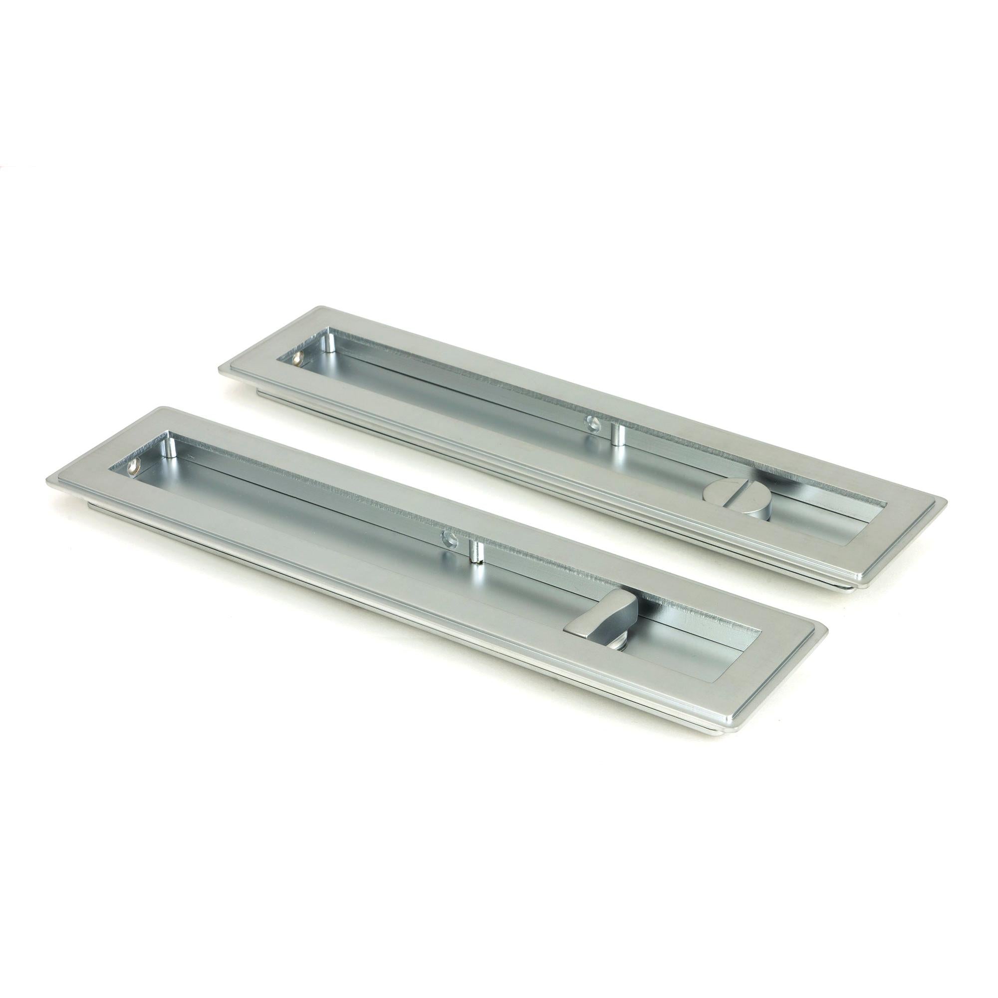Satin Chrome 250mm Art Deco Rectangular Pull - Privacy Set | From The Anvil - Cabinet Pulls - From The Anvil - Yester Home