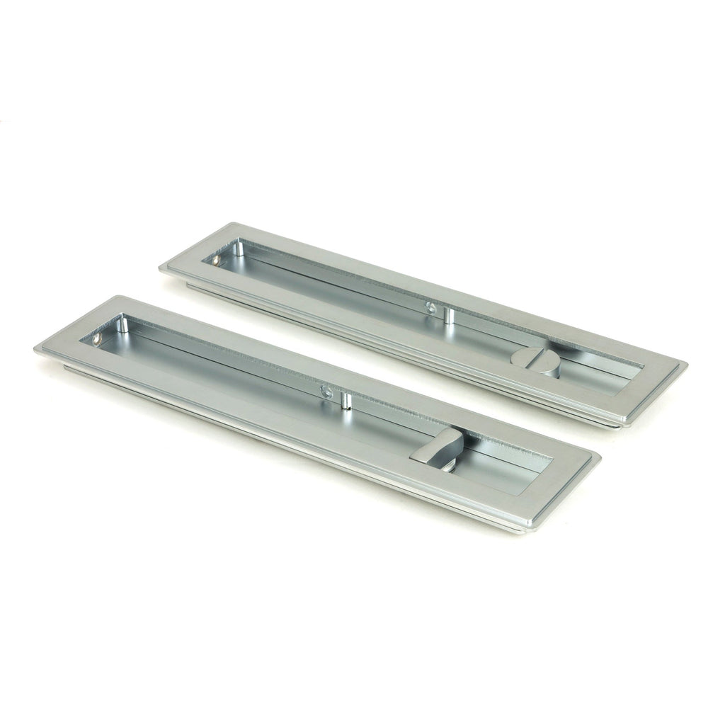 Satin Chrome 250mm Art Deco Rectangular Pull - Privacy Set | From The Anvil-Cabinet Pulls-Yester Home