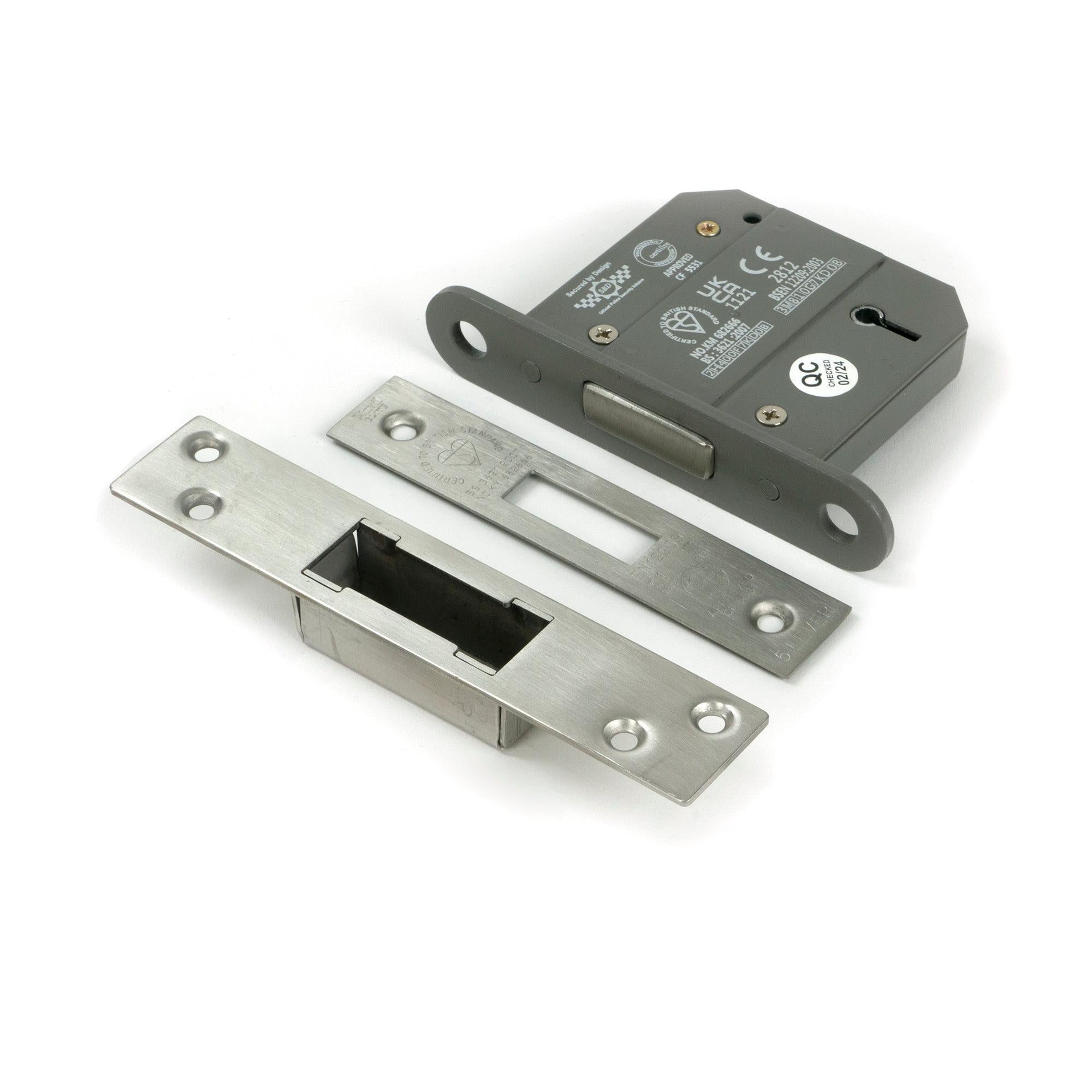 Satin Chrome 3" 5 Lever BS Dead Lock - Deadlocks & Deadbolts - From The Anvil - Yester Home