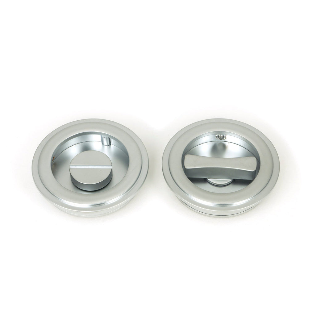 Satin Chrome 60mm Art Deco Round Pull - Privacy Set | From The Anvil-Cabinet Pulls-Yester Home