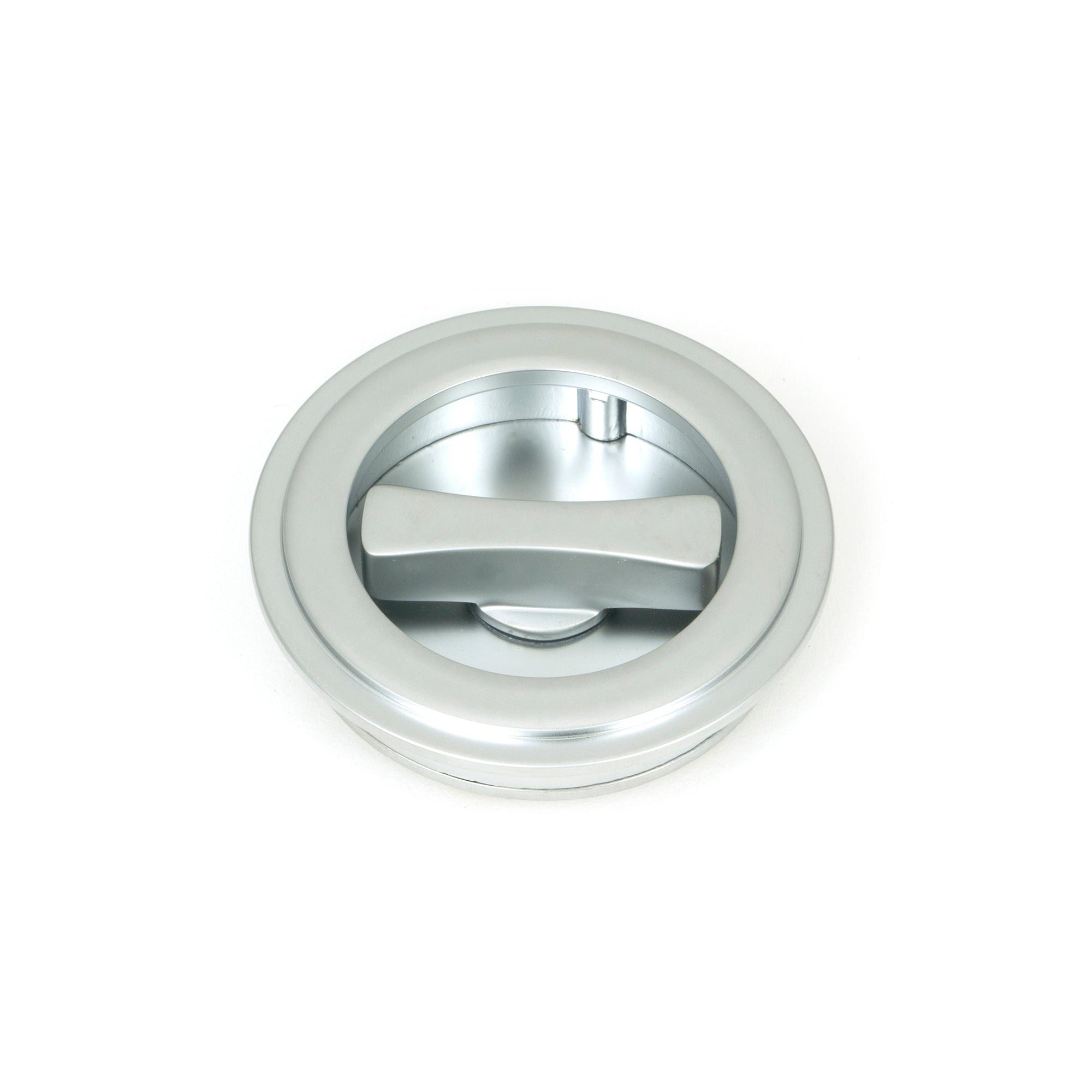 Satin Chrome 60mm Art Deco Round Pull - Privacy Set | From The Anvil-Cabinet Pulls-Yester Home
