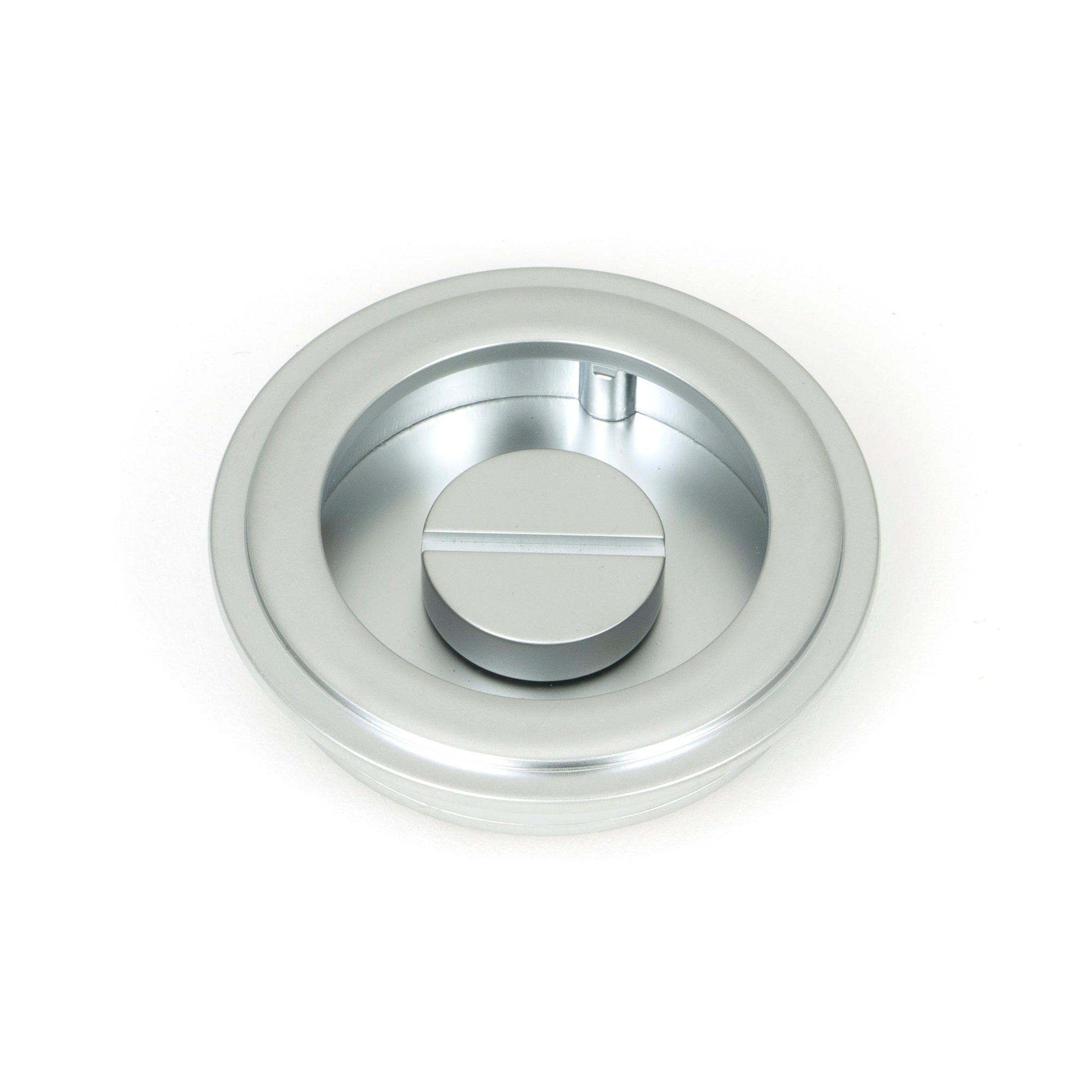 Satin Chrome 60mm Art Deco Round Pull - Privacy Set | From The Anvil-Cabinet Pulls-Yester Home