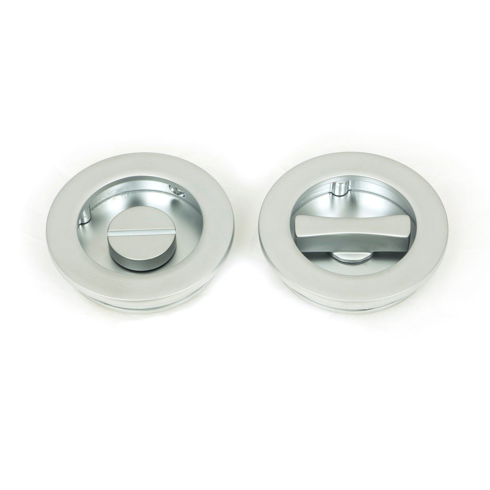 Satin Chrome 60mm Plain Round Pull - Privacy Set | From The Anvil-Cabinet Pulls-Yester Home