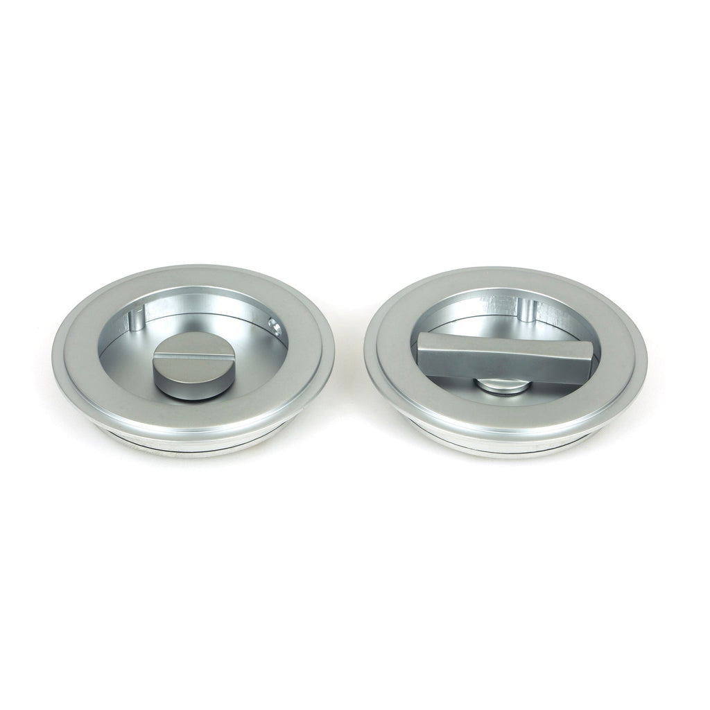 Satin Chrome 75mm Art Deco Round Pull - Privacy Set | From The Anvil-Cabinet Pulls-Yester Home